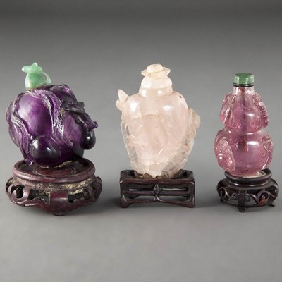 Lot 218 - Three Chinese Snuff Bottles 19th Century...