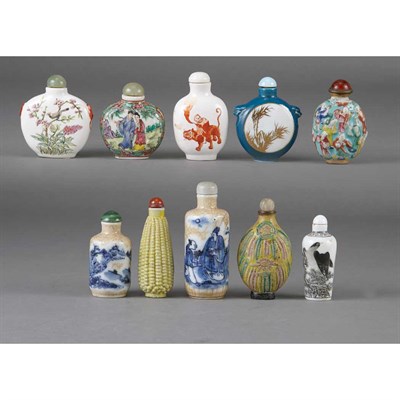 Lot 187 - Group of Ten Chinese Porcelain Snuff Bottles...