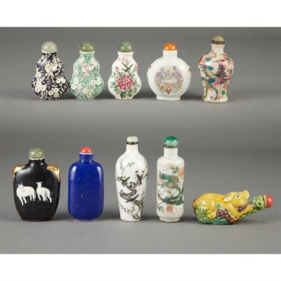 Lot 225 - Group of Ten Chinese Porcelain Snuff Bottles...