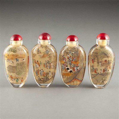 Lot 161 - Group of Four Chinese Inside Painted Snuff...