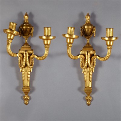 Lot 367 - Pair of Louis XVI Style Gilt-Bronze Two-Light...