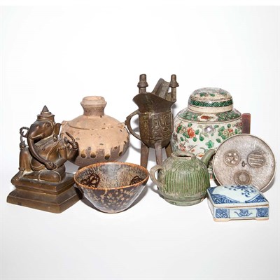 Lot 482 - Group of Three Chinese Bronze Articles;...