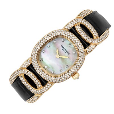 Lot 150 - Lady's Gold, Mother-of-Pearl and Diamond Wristwatch, Patek Philippe