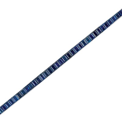 Lot 590 - Platinum and Sapphire Straightline Bracelet