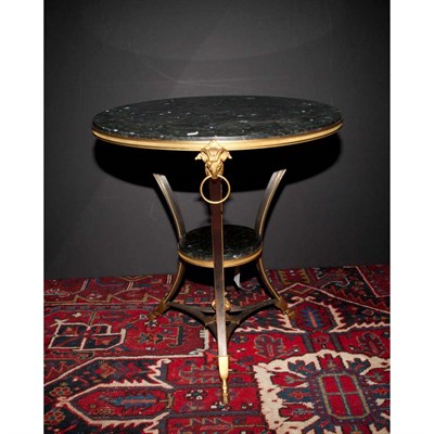 Lot 398 - Empire Style Marble Top Gilt-Metal Gueridon...