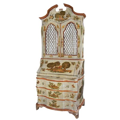 Lot 370 - Italian Lacca Povera Style Painted Secretary...