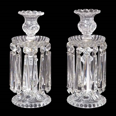 Lot 567 - Pair of Glass Lustres Height 13 inches.