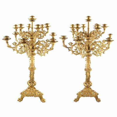 Lot 625 - Pair of Regence Style Gilt-Metal Candelabra...