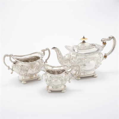Lot 301 - Victorian Silver Three-Piece Tea Service Total...