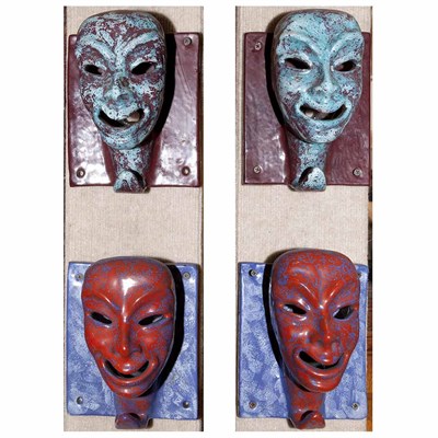 Lot 235 - Set of Four Italian Ceramic Mask-Form Wall...
