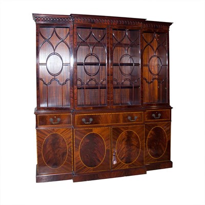 Lot 492 - George III Style Mahogany Breakfront Bookcase...