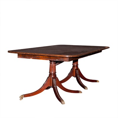 Lot 457 - Regency Style Banded Mahogany Double-Pedestal...