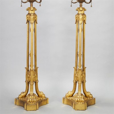 Lot 260 - Pair of Louis Philippe Gilt-Bronze Lamps Mid...