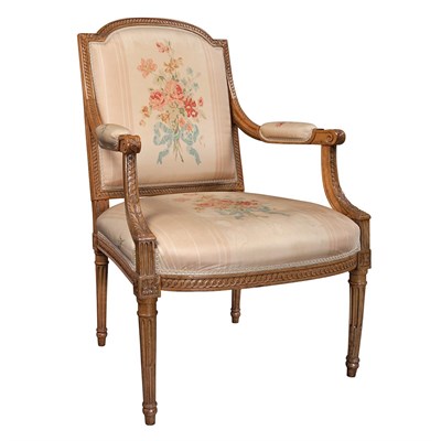 Lot 225 - Louis XVI Walnut Fauteuil a la Reine Circa...