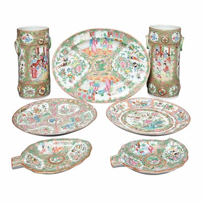 Lot 436 - Group of Seven Chinese Rose Medallion...
