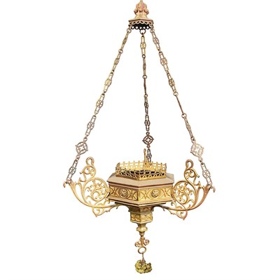 Lot 1509 - Gothic Revival Gilt-Bronze Hanging Jardiniere...
