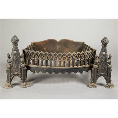 Lot 1610 - Pair of Gothic Revival Cast Iron Andirons Late...