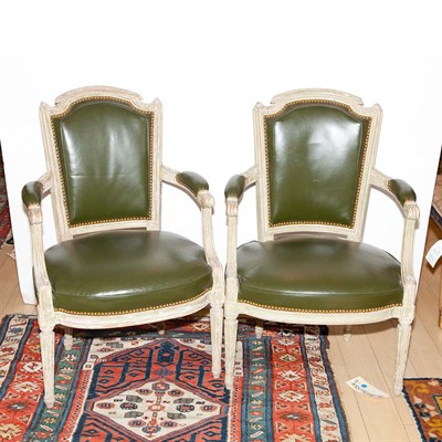 Lot 229 - Pair of Louis XVI Painted Fauteuils en...