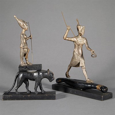 Lot 1558 - Two Egyptian Style Silvered-Metal and Bronze...