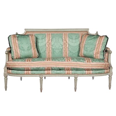 Lot 328 - Louis XVI Celadon Painted Settee Circa 178 The...