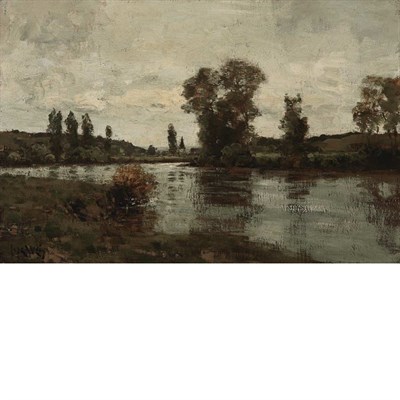Lot 33 - Jose Weiss British, 1859-1919 River Landscape...