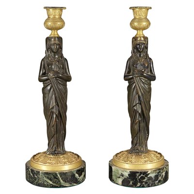 Lot 1551 - Pair of French Egyptian Revival Gilt and...