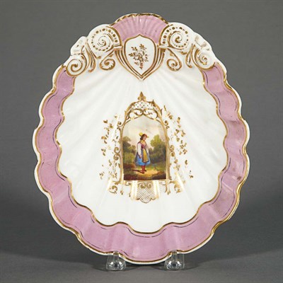 Lot 1481 - Two Continental Porcelain Shell-Form Dishes...