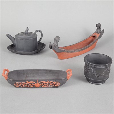 Lot 1557 - Group of Three Wedgwood Black Basalt Table...