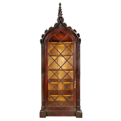 Lot 1566 - American Gothic Revival Carved Rosewood Curio...