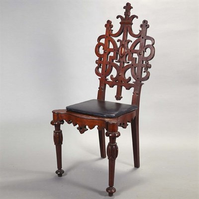 Lot 1210 - American Gothic Revival Carved Oak Hall Chair...