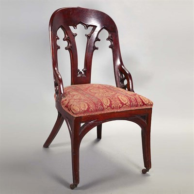 Lot 1262 - American Gothic Revival Carved Oak Side Chair...
