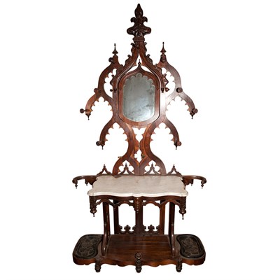 Lot 1299 - American Gothic Revival Rosewood Hall Stand...