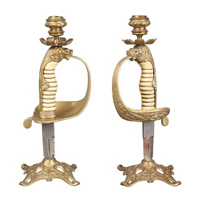 Lot 1545 - Pair of Gothic Revival Style Candlesticks Each...
