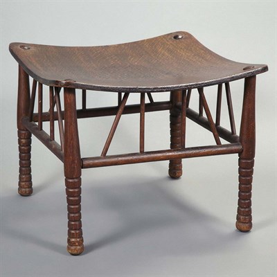 Lot 1283 - Carved and Dark Stained Oak Thebes Stool In...