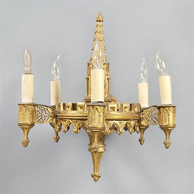 Lot 1447 - Pair of Gothic Revival Gilt-Bronze Five-Light...