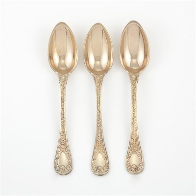 Lot 275 - Set of Fourteen Louis XVI Silver Gilt...