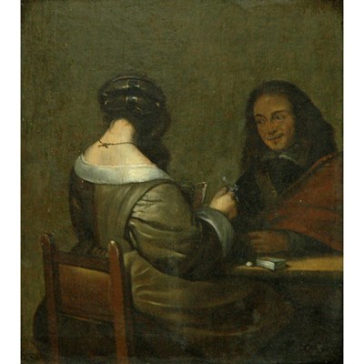 Lot 4 - School of Gerard Ter Borch Card Players at a...
