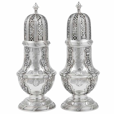 Lot 292 - Pair of Edward VII Silver Sugar Casters...
