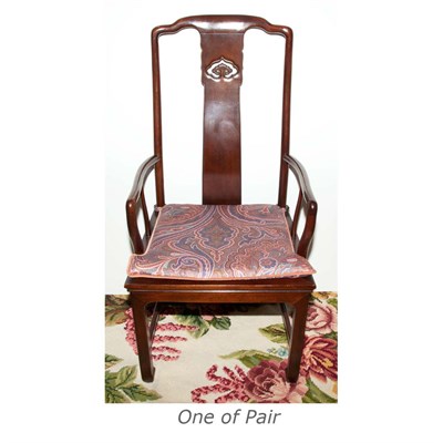 Lot 191 - Pair of Chinese Hardwood Open Armchairs