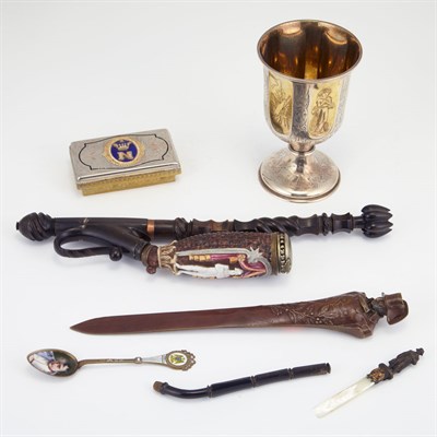 Lot 275 - Six Napoleonic Articles Including a wood hooka,...