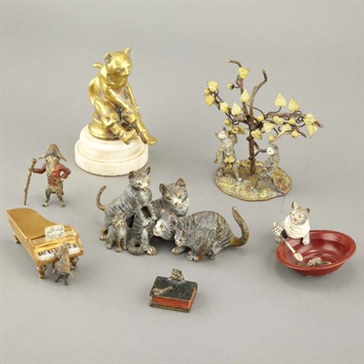 Lot 213 - Group of Eight Bronze and Metal Figures and...