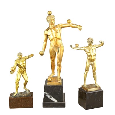 Lot 198 - Group of Three Gilt-Bronze Figures of Athletes...