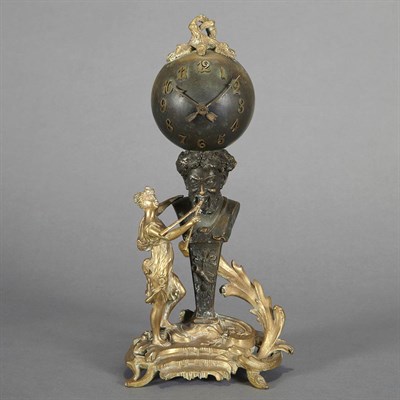 Lot 319 - Gilt and Patinated-Bronze Figural Mantel Clock...