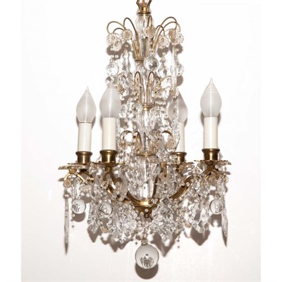 Lot 357 - Louis XV Style Gilt-Metal and Glass Four-Light...