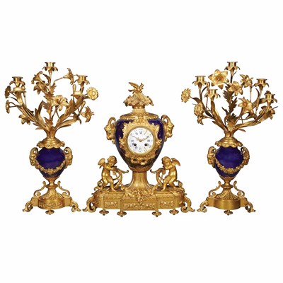 Lot 376 - Louis XVI Style Gilt-Bronze and Porcelain...