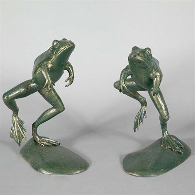 Lot 437 - Pair of Green Painted and Gilt-Iron Frog...