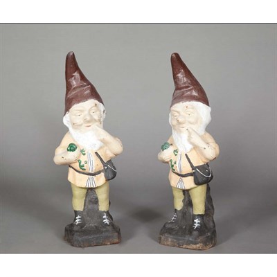 Lot 524 - Pair of Painted Iron Garden Gnomes Height 26...