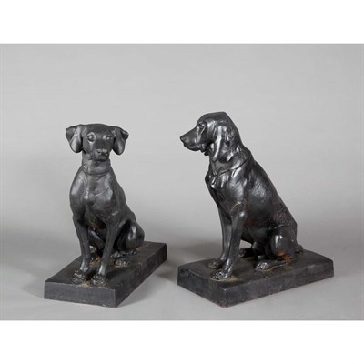 Lot 239 - Pair of Painted Iron Figures of Labrador...