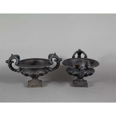 Lot 229 - Pair of Neoclassical Style Black Painted Iron...
