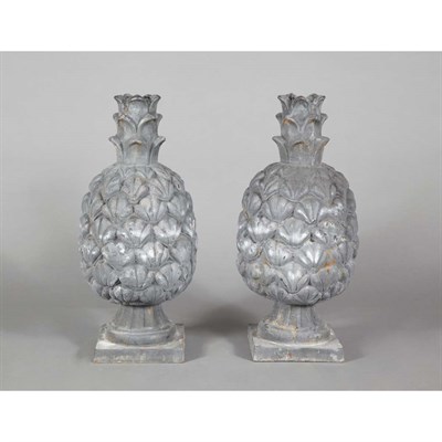 Lot 435 - Pair of Iron Pineapple Garden Ornaments Height...